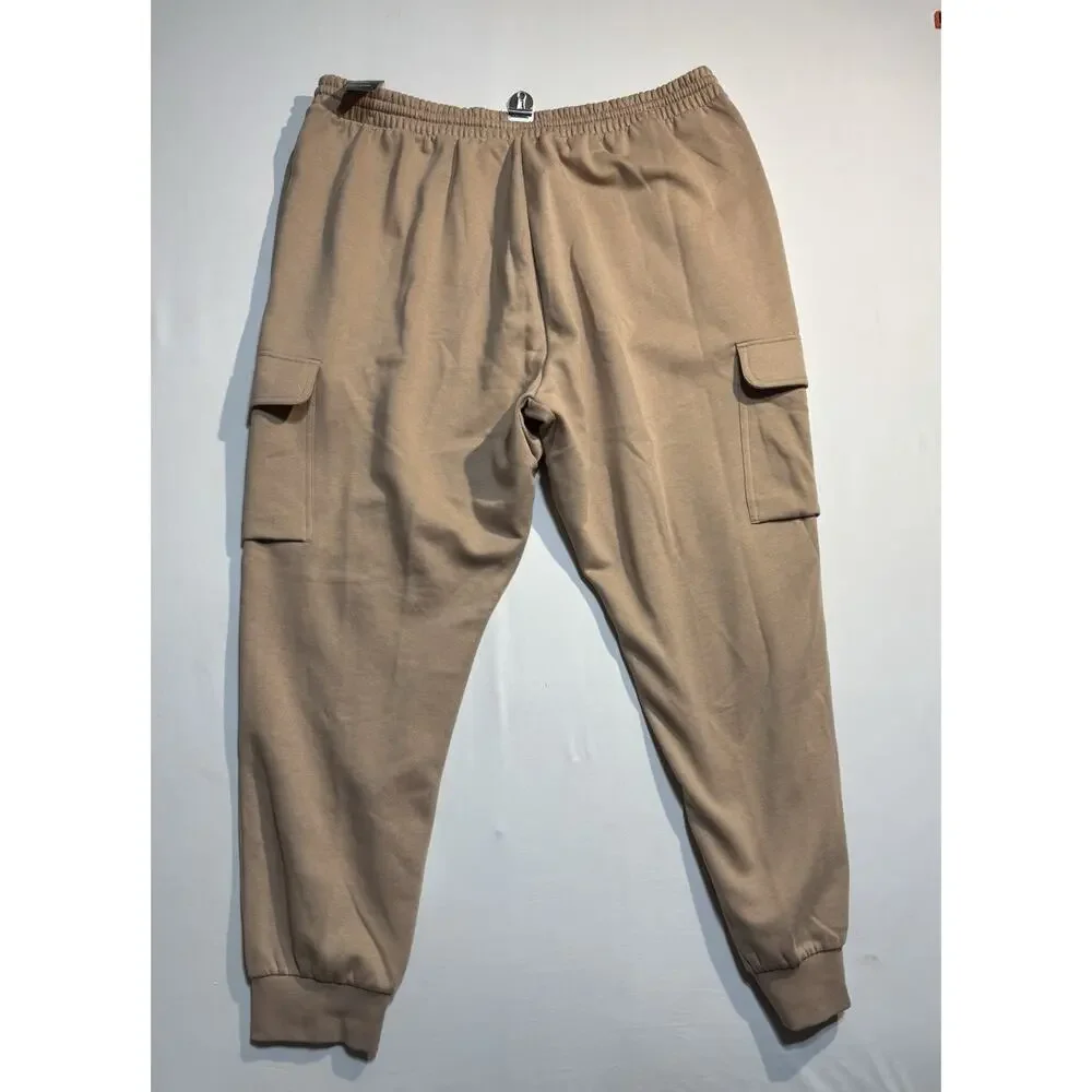 Adidas Cargo Jogger Sweatpants 2XL Beige Tan Athletic Fleece Pants NWT 🔥🖤